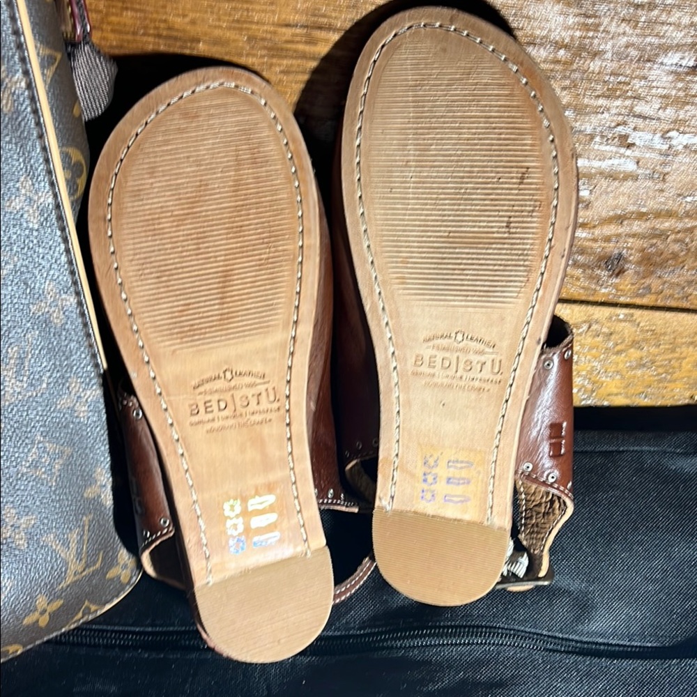 Bed Stu -quality craftsman Brown Leather Sandals size 6.5 unworn - Picture 7 of 12